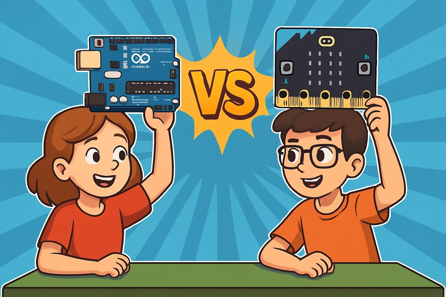 Jogo educacional com o nome Duelo de Placas. Este mini-game em desenvolvimento ajuda a identificar talentos em lógica, robótica e programação no ensino fundamental II e médio. Cada estudante passa por um diagnóstico lúdico que destaca afinidades entre Arduino e micro:bit.